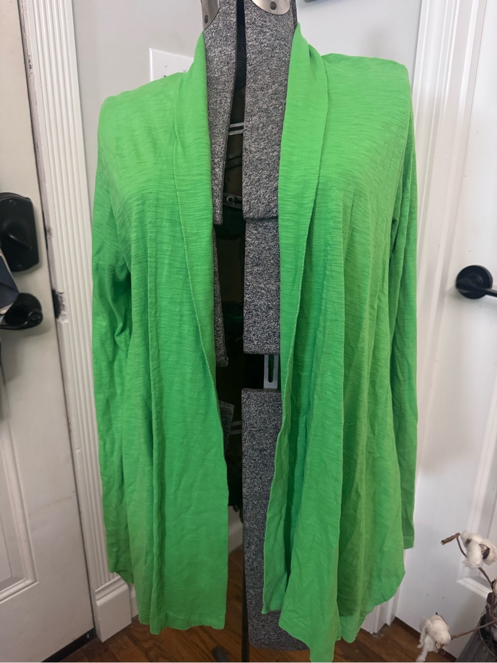Lilly Pulitzer Katia Open Front Cardigan Wrap Size Lg Green Cotton High Low Hem